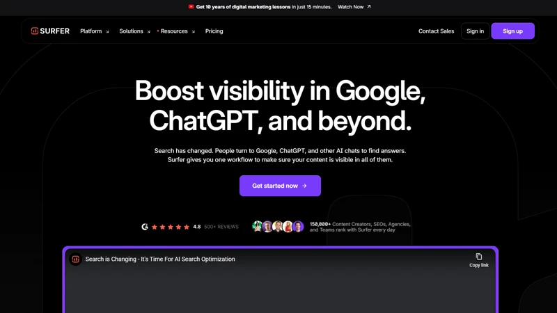 SurferSEO website screenshot