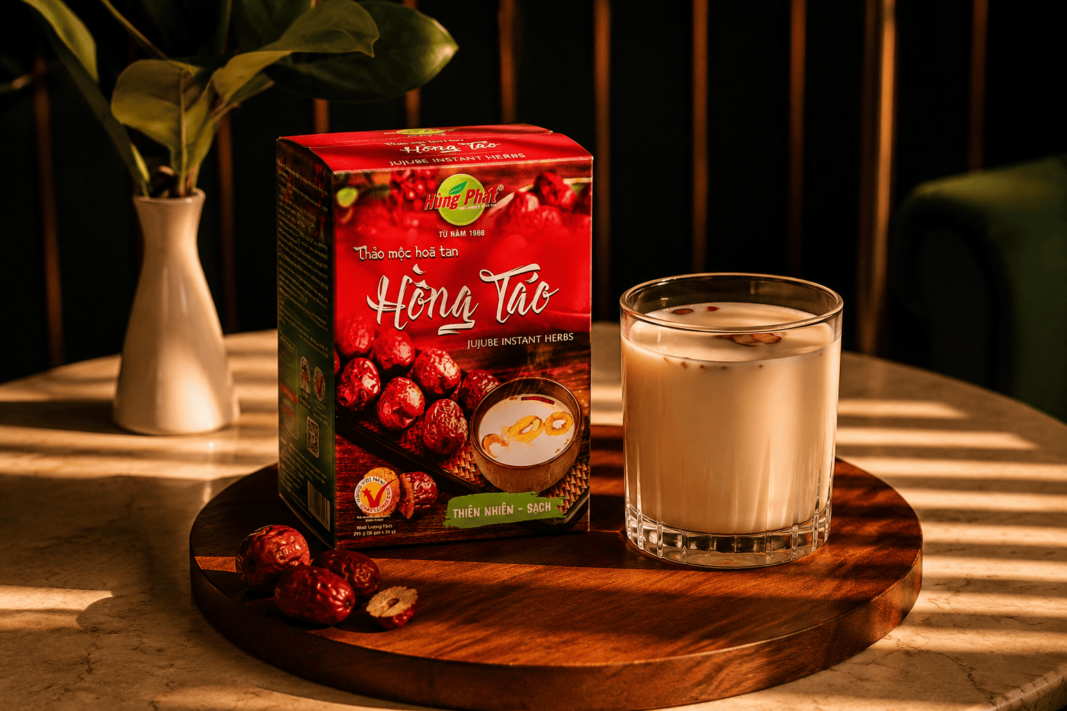 Một tách trà thảo mộc thanh nhiệt với hoa cúc và bạc hà, phù hợp cho ngày nắng nóng