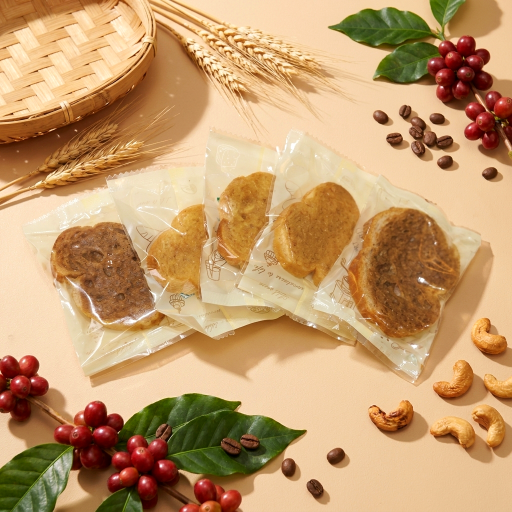Hộp 100g Bánh Mì Việt Nam gồm 18 gói bánh Rusk giòn rụm; mỗi lát bánh vàng ươm phết đều 6 loại sốt đặc trưng: Phở, Cà phê, Sầu riêng, Dừa, Sen, Xoài. Bao bì phân chia từng chiếc nhỏ gọn, thích hợp sẻ
