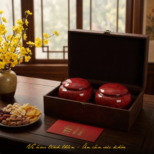 Bố cục set quà tặng trà thảo mộc Lục Lam
