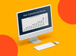 Desktop computer displaying a colorful bar graph