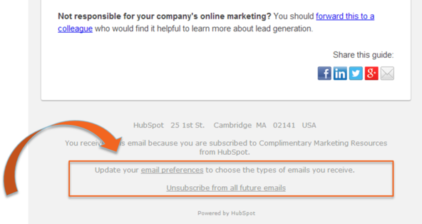 Unsubscribe link placement