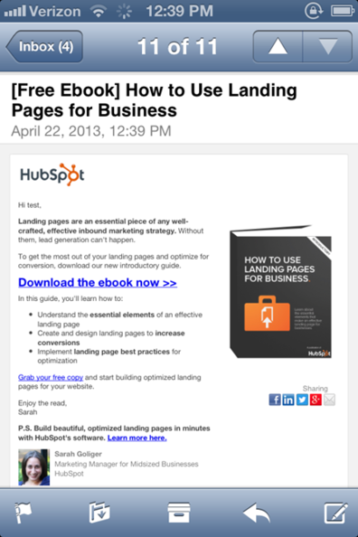 Mobile optimized email design