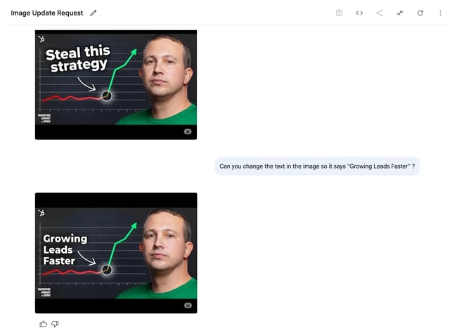 Example of AI editing text and logos on a YouTube thumbnail