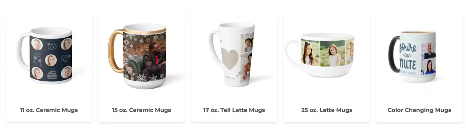 Shutterfly personalized mugs showing customer photos