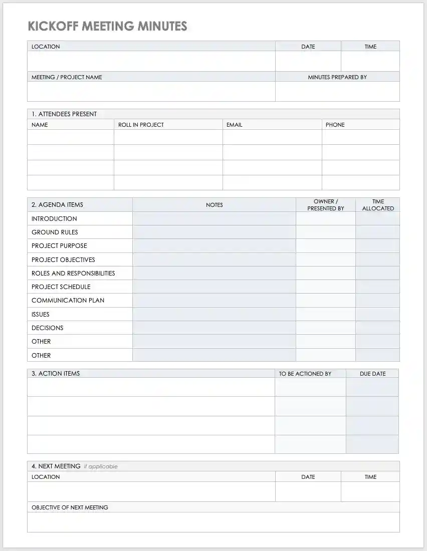 kick off meeting minutes