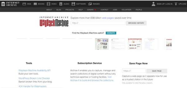 Wayback Machine historical web archive