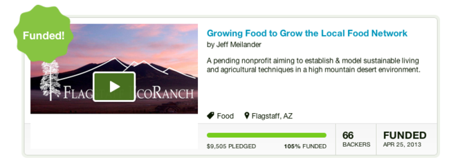 Kickstarter campaign interface