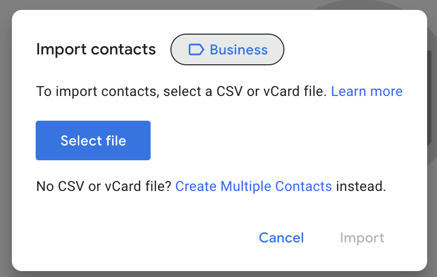 Using labels to organize contacts for export
