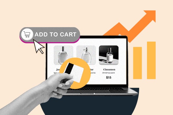 ecommerce conversion rates: image shows a laptop with an ecommerce site and a credit card