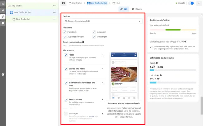 Ad Placement Options in Facebook Ads Manager