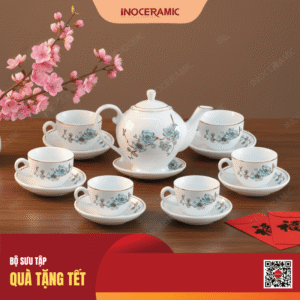 Mini Tea Setup tinh tế với ấm trà cá nhân và ly sứ thanh thoát
