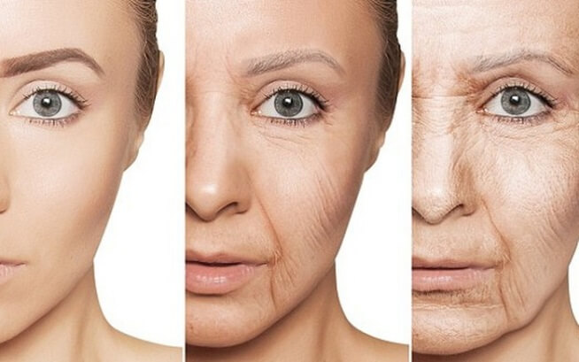 Hình ảnh minh họa lão hóa da và cách mỹ phẩm có thể gây lão hóa sớm.