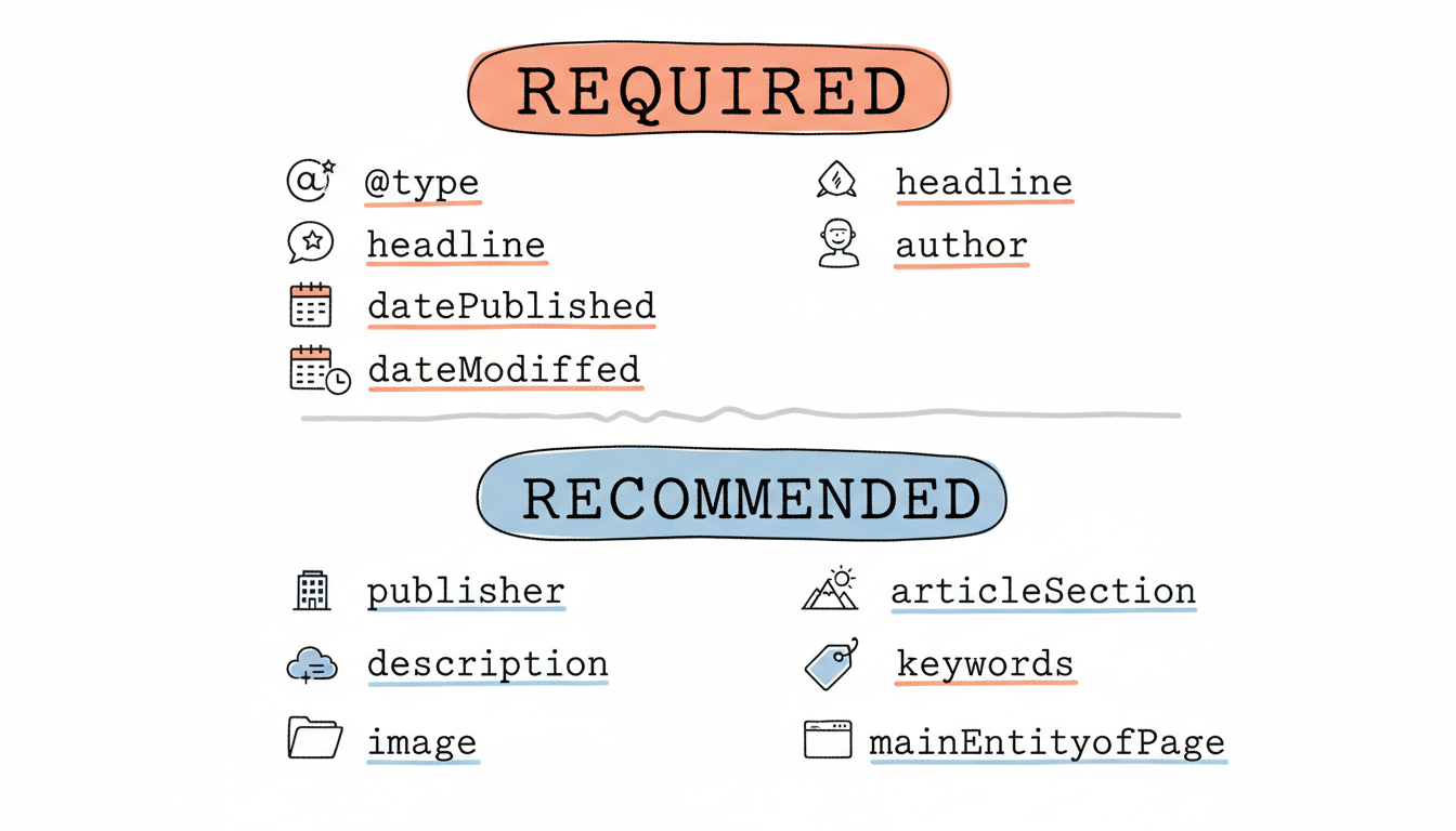Diagram illustrating how basic Article schema falls short for robust AI citation and trust.