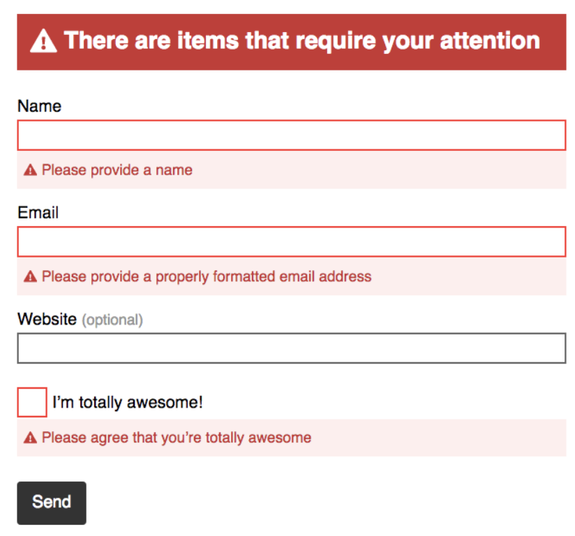 Easy to identify error message example