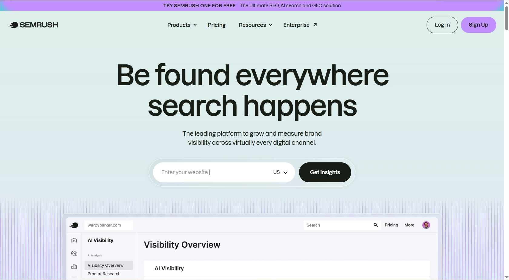 Dashboard showing data metrics used for AI search optimization