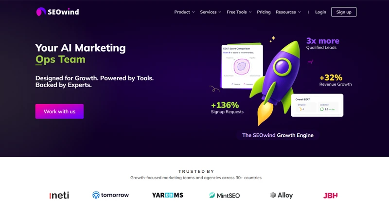 SEOWind website screenshot