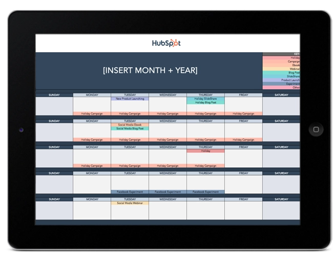 alt: A clean, organized social media content calendar layout