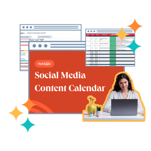 A person using a laptop to organize social media content on a calendar