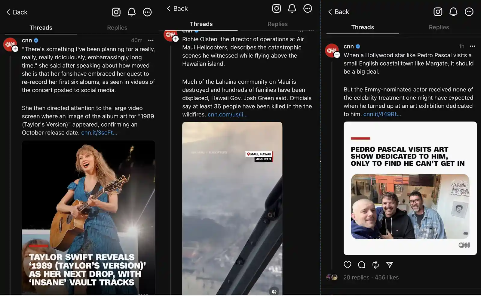 top brands on threads, CNN