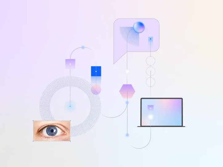 An abstract digital illustration visualizing the connection between human intent and structured data.