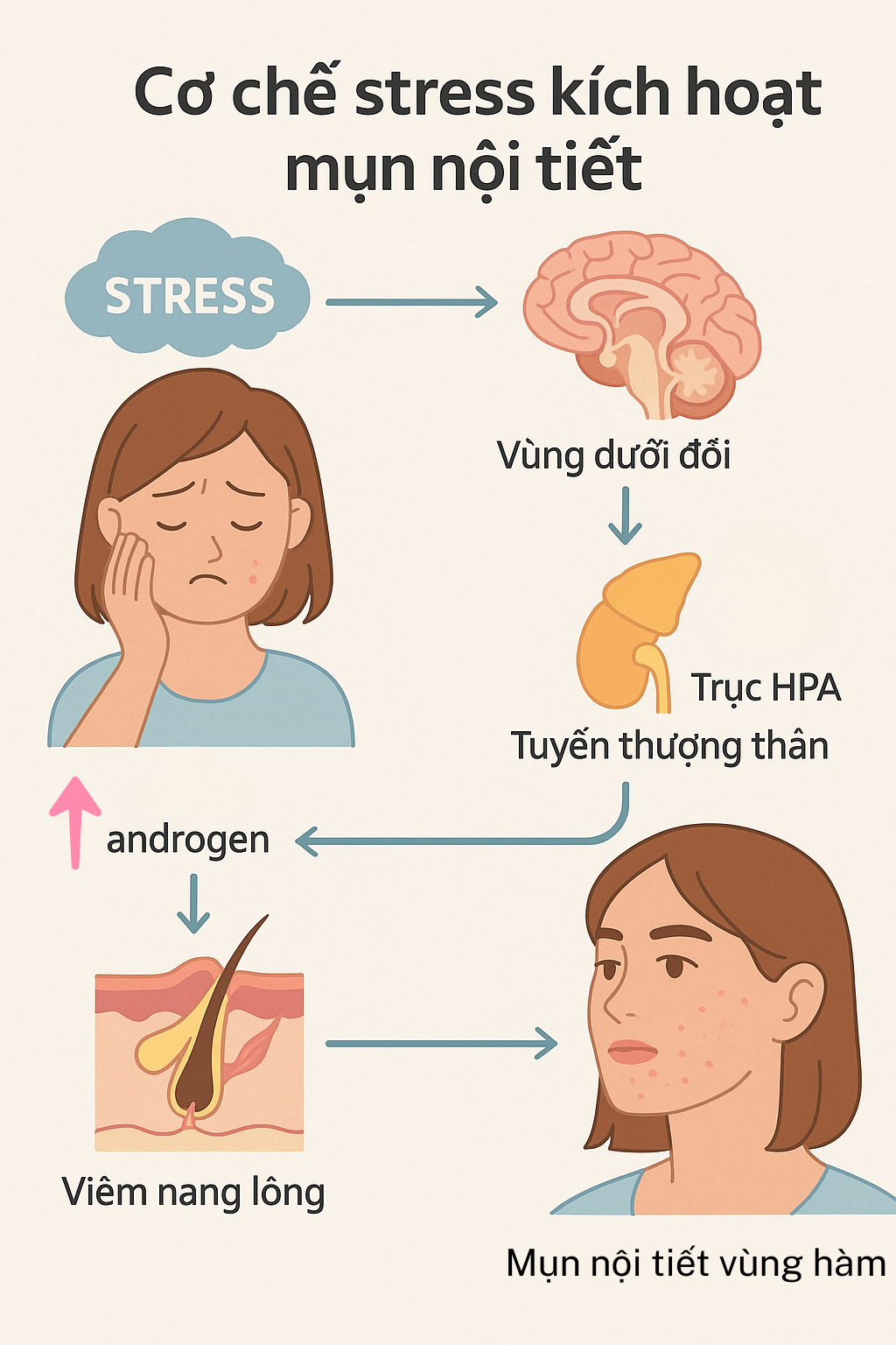 Minh họa trục HPA và sự giải phóng cortisol