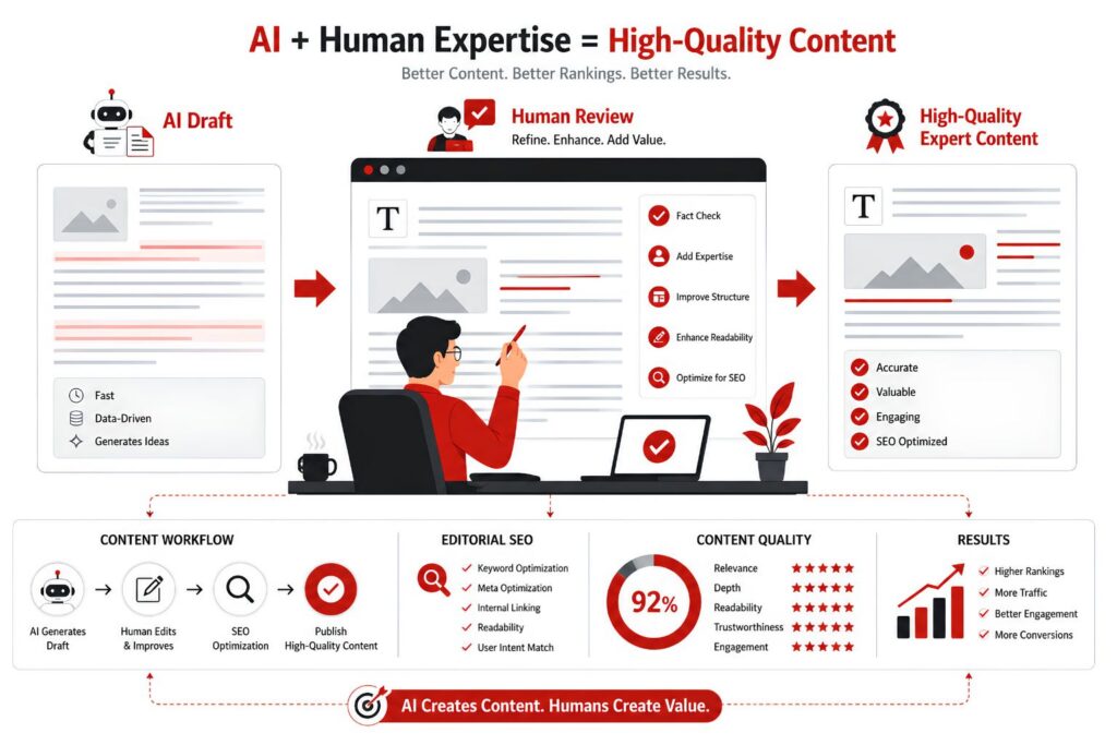 A team reviewing data and content clusters for Scaling Content for AI Search