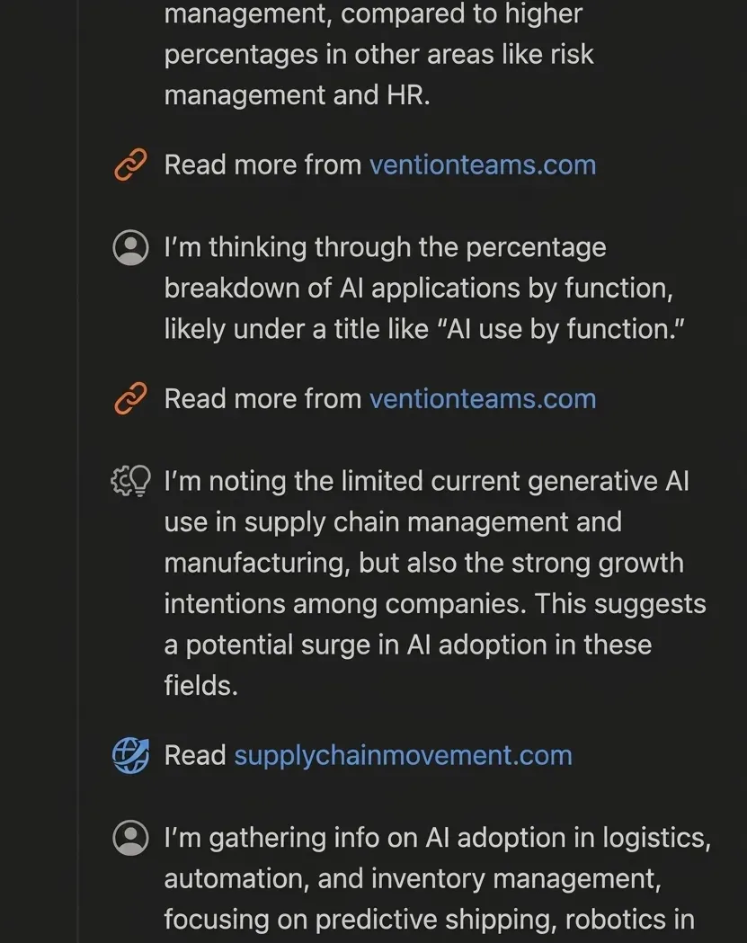 AI search citations panel showing position-tagged source list