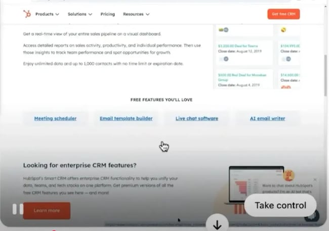 AI agent browsing a website