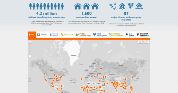 World Vision interactive map tracking global impact