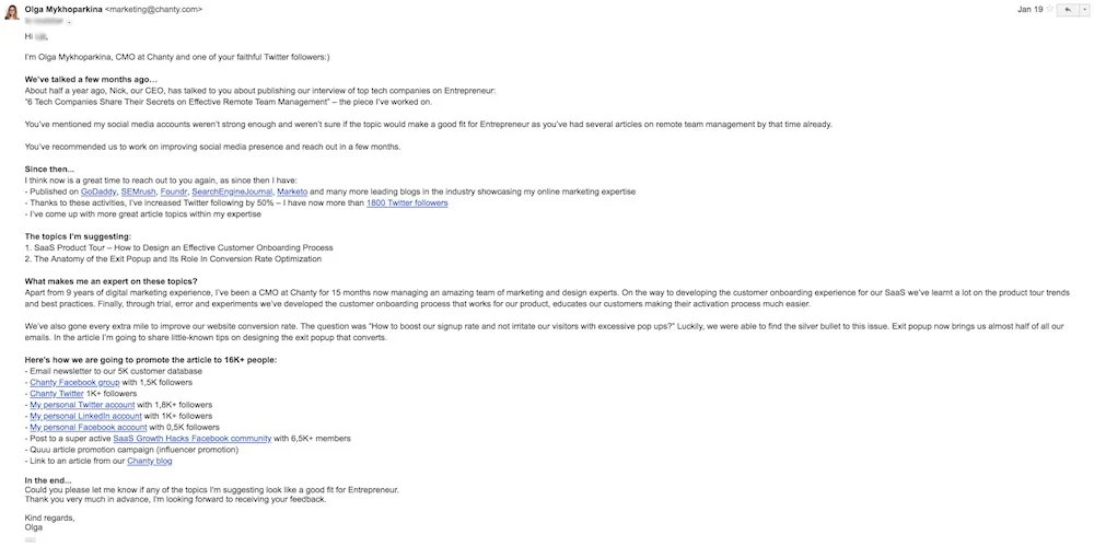 Entrepreneur pitch example
