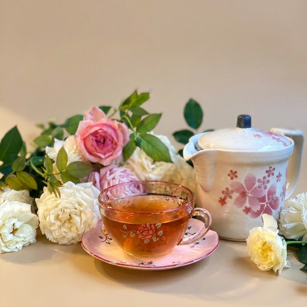 Trà OoLong Hoa Hồng trong Chai thủy tinh. Trà lá rời, được đựng trong chai thuỷ tinh có nắp , chai trà thuỷ tinh trong suốt có thể nhìn thấy trà và hoa bên trong. Mỗi lần uống lấy 1 ít pha, sau đó đậy
