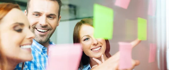 A professional team collaborating in a modern office setting