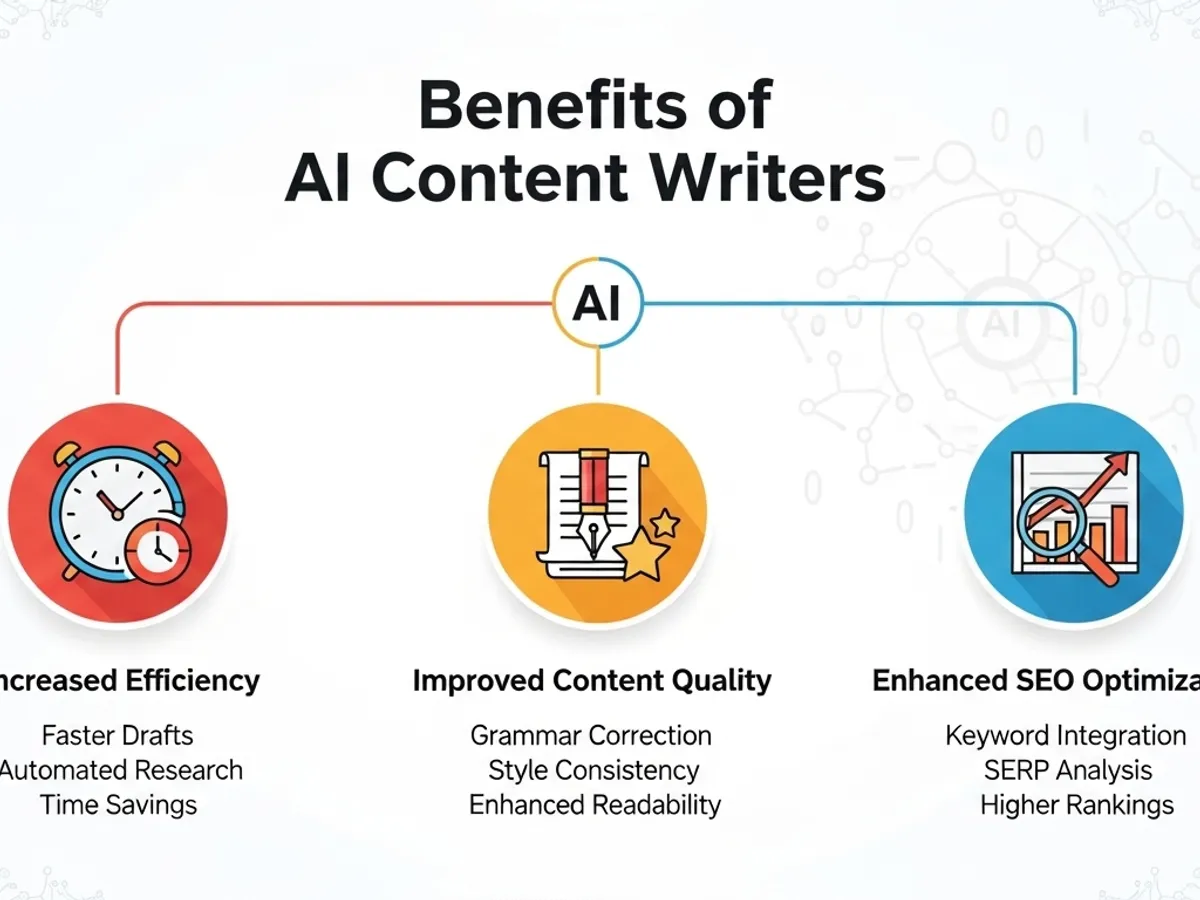 Benefits of AI content writers: efficiency, content quality, enhanced SEO optimization for AI search