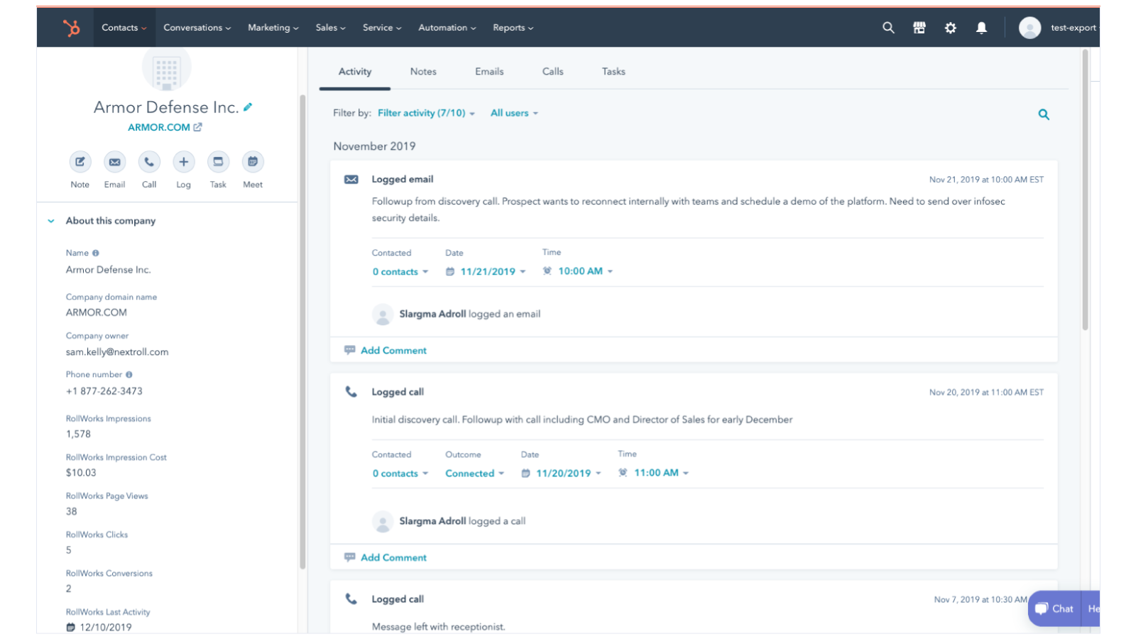 ABM Marketing automation results on a dashboard