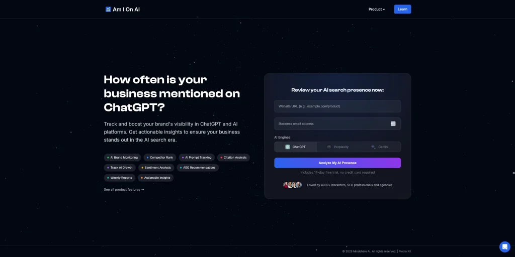 Dashboard showing AI visibility insights for Generative Engine Optimization strategies