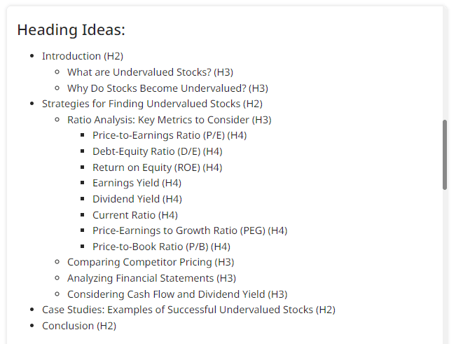1. Generating an in-depth 20-point content brief