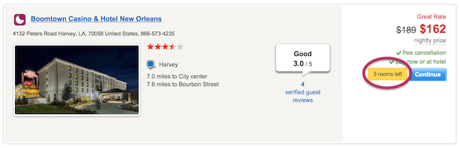 Limited inventory alerts on hotel booking sites create genuine urgency for travelers
